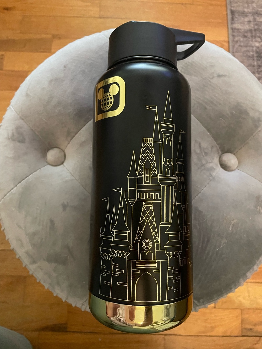 Disney Parks Cinderella Black and Gold Castle Bottle NWOT